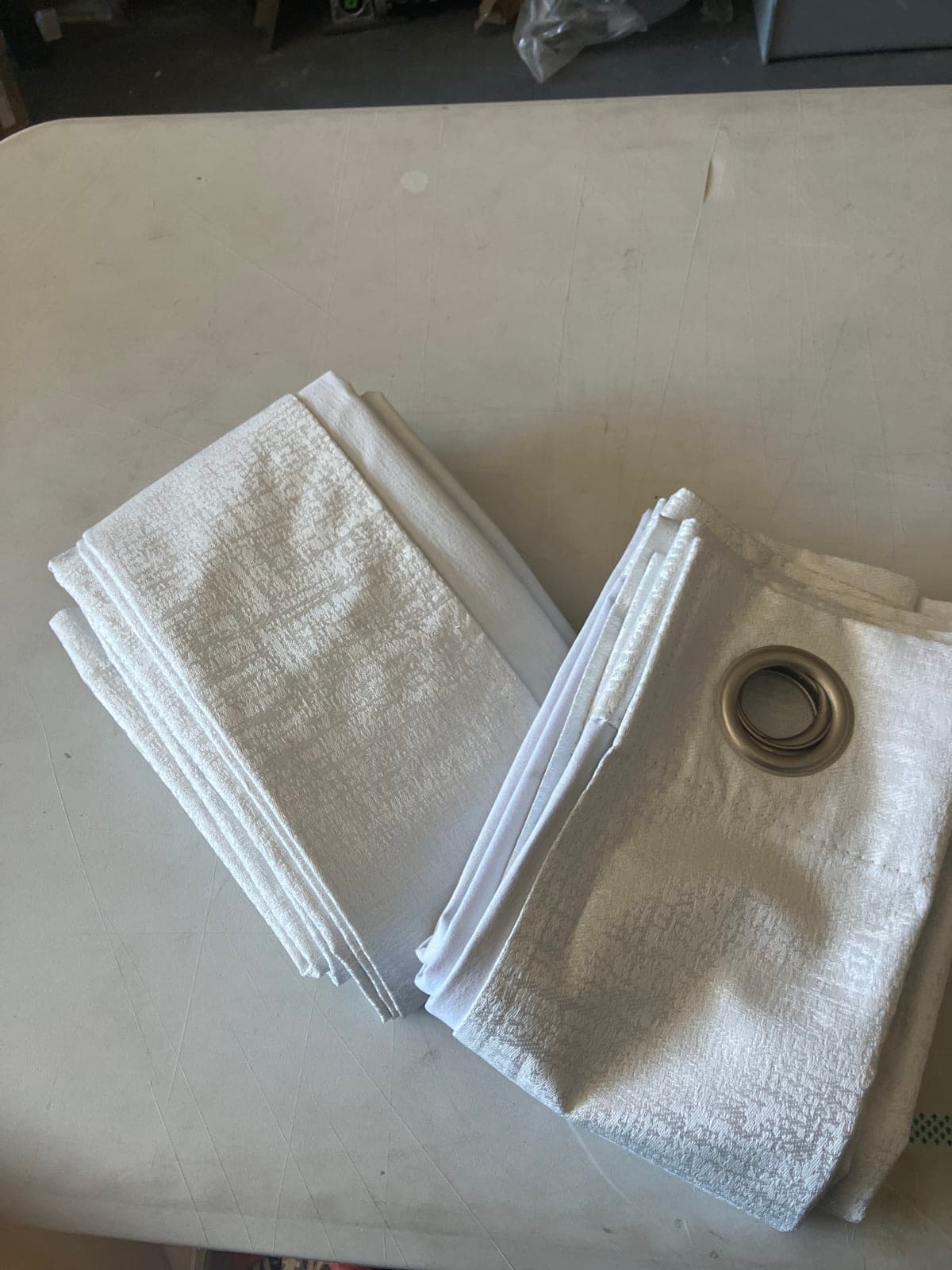 83x37 White Textured Curtain Panels with Grommets