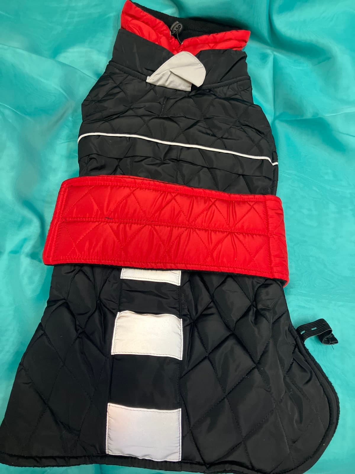 Stylish Black and Red Dog Jacket - Warm Quilted Design