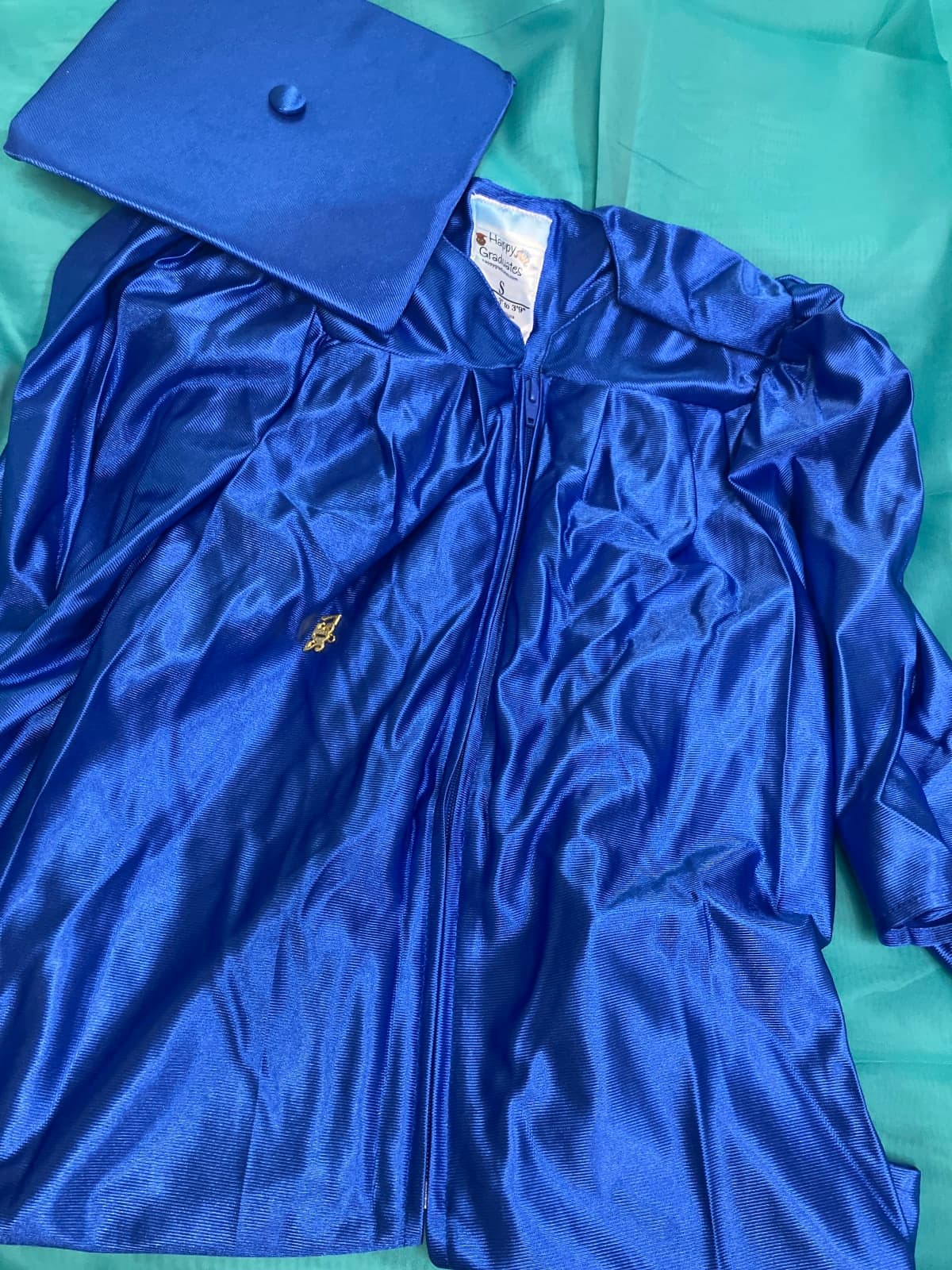 Happy Graduate Blue Graduation Gown and Cap - Size S