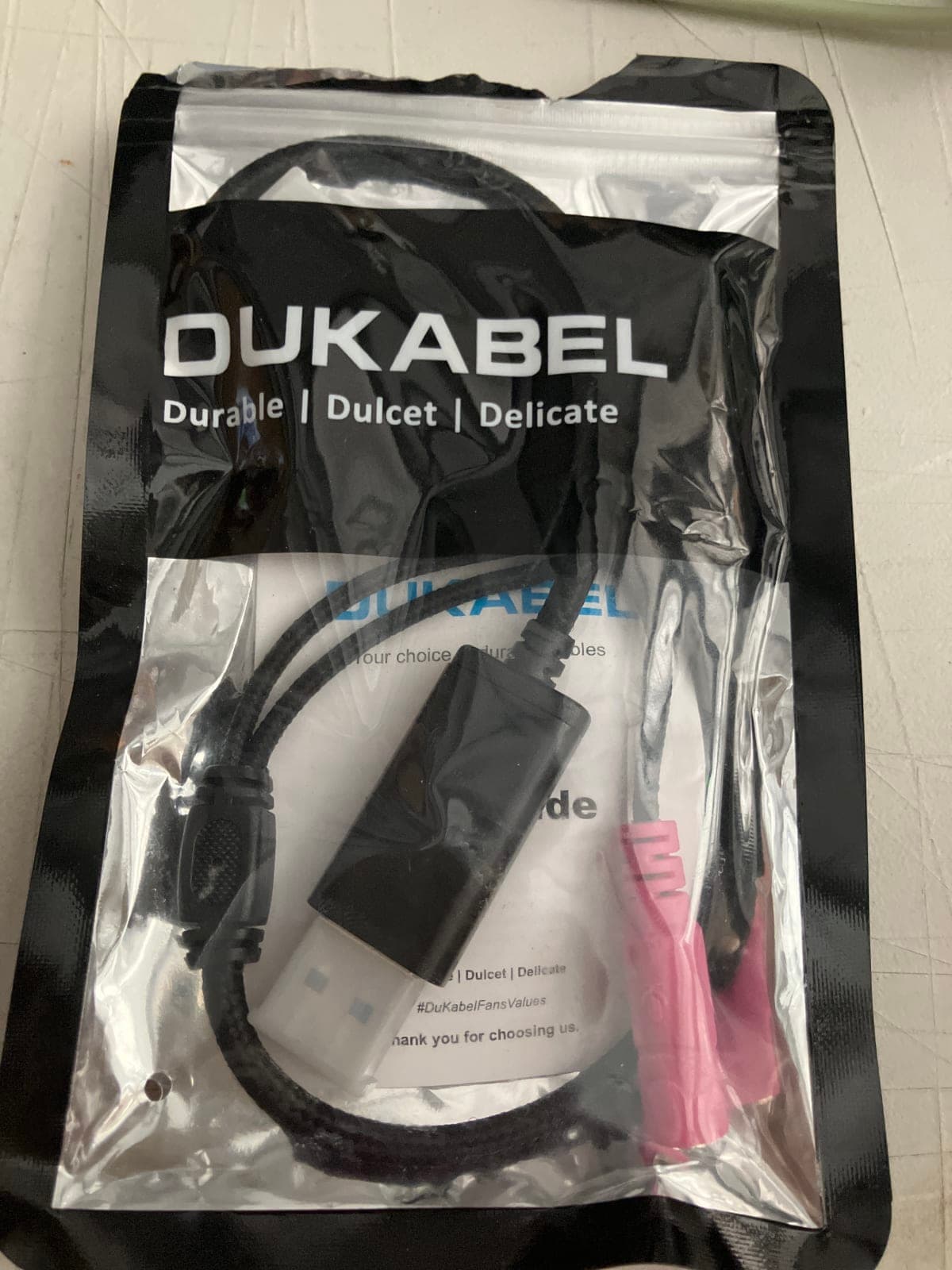 DUKABEL Durable USB Cable with Pink Connectors