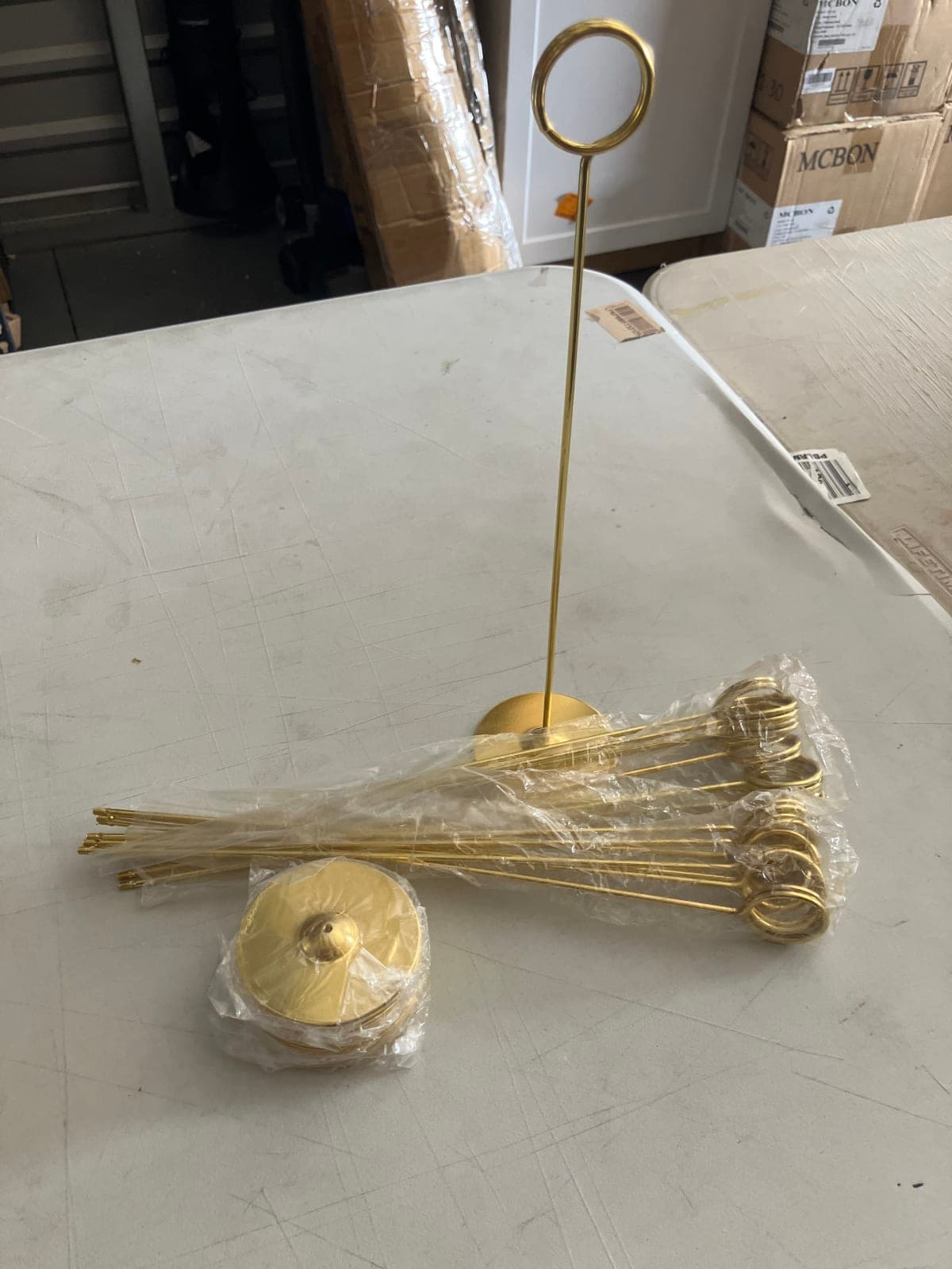 Gold Tabletop Sign Holder with Card Clips