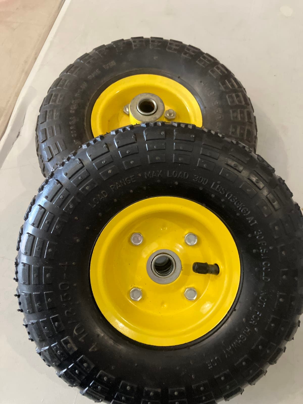Set of 2 Heavy-Duty Yellow Wheel Tires for Lawn Equipment